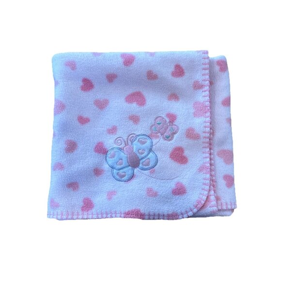 Just Born Pink Baby Blanket Butterfly Fleece Baby Blanket Girls - Picture 1 of 6